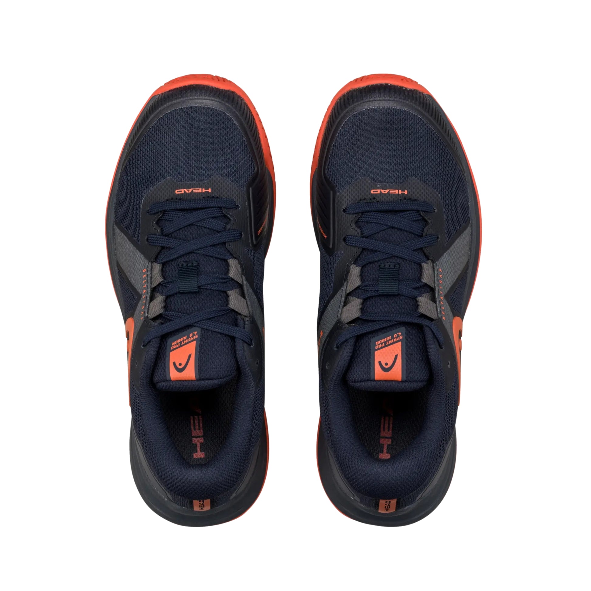 Navy and orange Head padel shoes on a white background