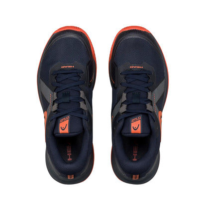 Navy and orange Head padel shoes on a white background