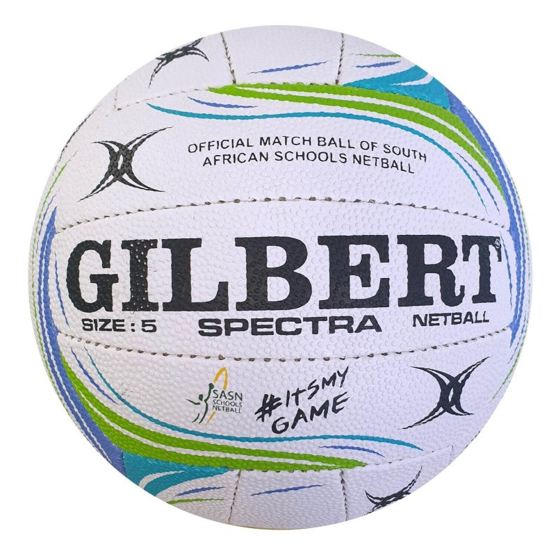 GILBERT BALL NETBALL SPECTRA GSA SCHOOL WHT/GRN
