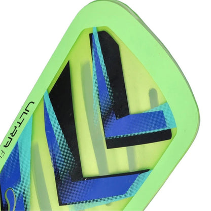 Close-up of a green and blue wing with a brand logo on a white background