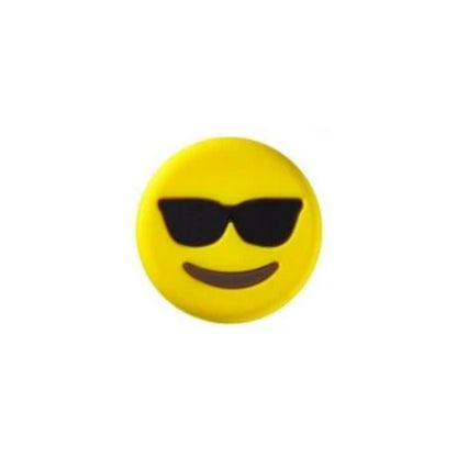 Yellow emoji dampener with sunglasses on a white background