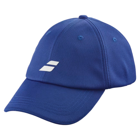 Blue cap with a logo on a white background