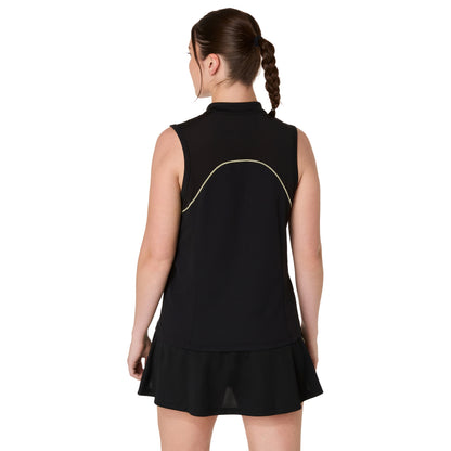 Black tank top with a subtle pattern on a white background