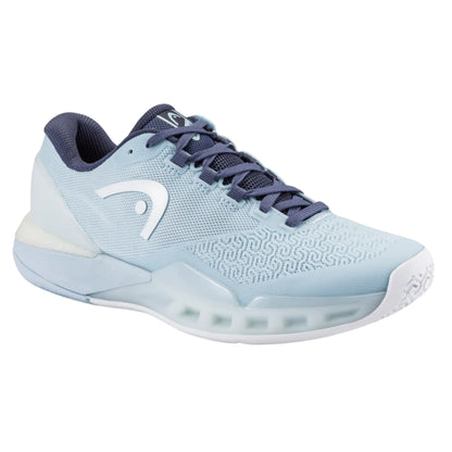 Light blue Head tennis shoe with dark blue accents on a white background