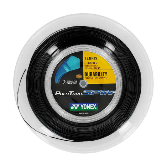 YONEX STRING POLYTOUR SPIN 1.25MM 16L BLK REEL