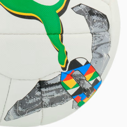 Puma netball balll with colorful patterns on a white background