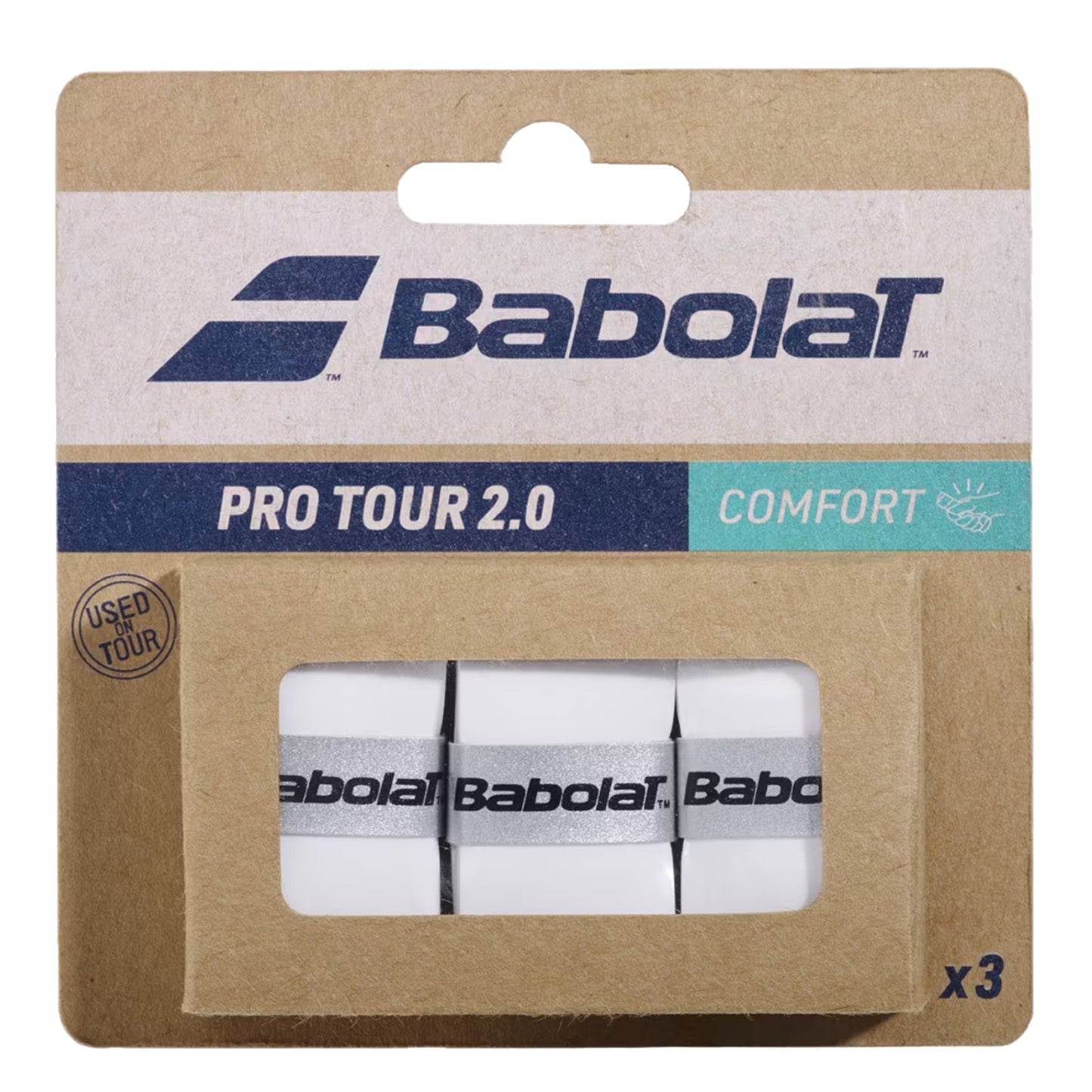 BabolaT Pro Tour 2.0 tennis racket grip packaging on a beige background