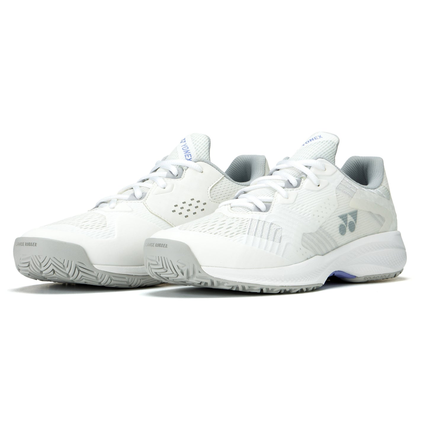 White Yonex Sonicage tennis shoe with brand logo on a white background
