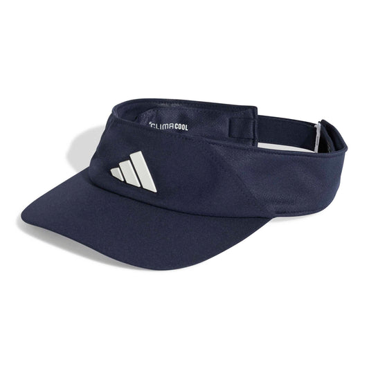 Navy visor with Adidas logo on a white background
