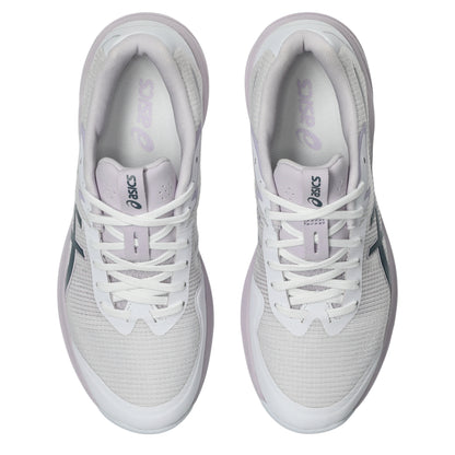 White running shoes with visible Asics logo on a white background