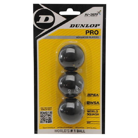 DUNLOP BALL SQUASH PRO DBL YEL BLK (3)