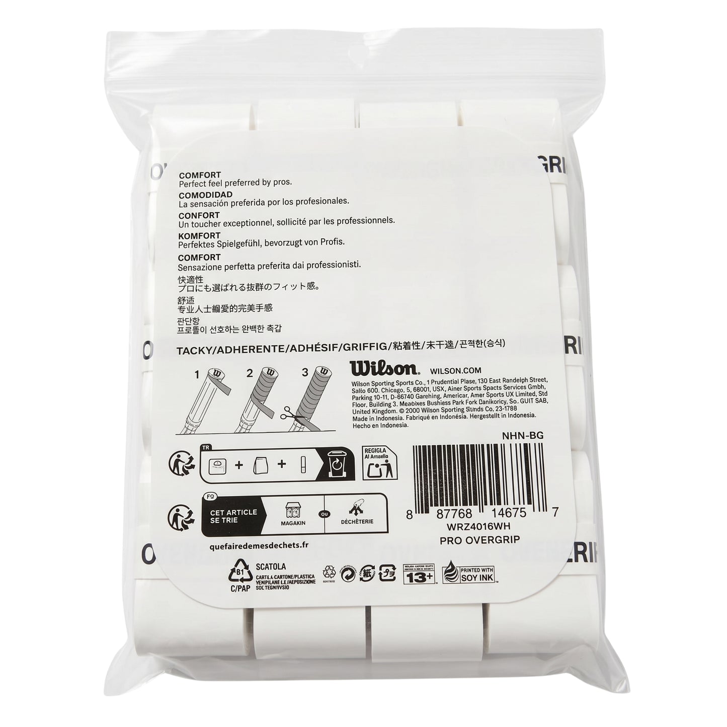 Wilson Pro Overgrip Packaging on a white background