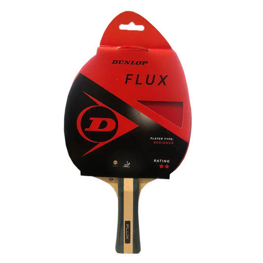 Dunlop Flux table tennis bat with packaging on a white background