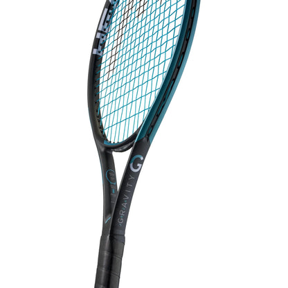 Close-up of a tennis racket with a white background