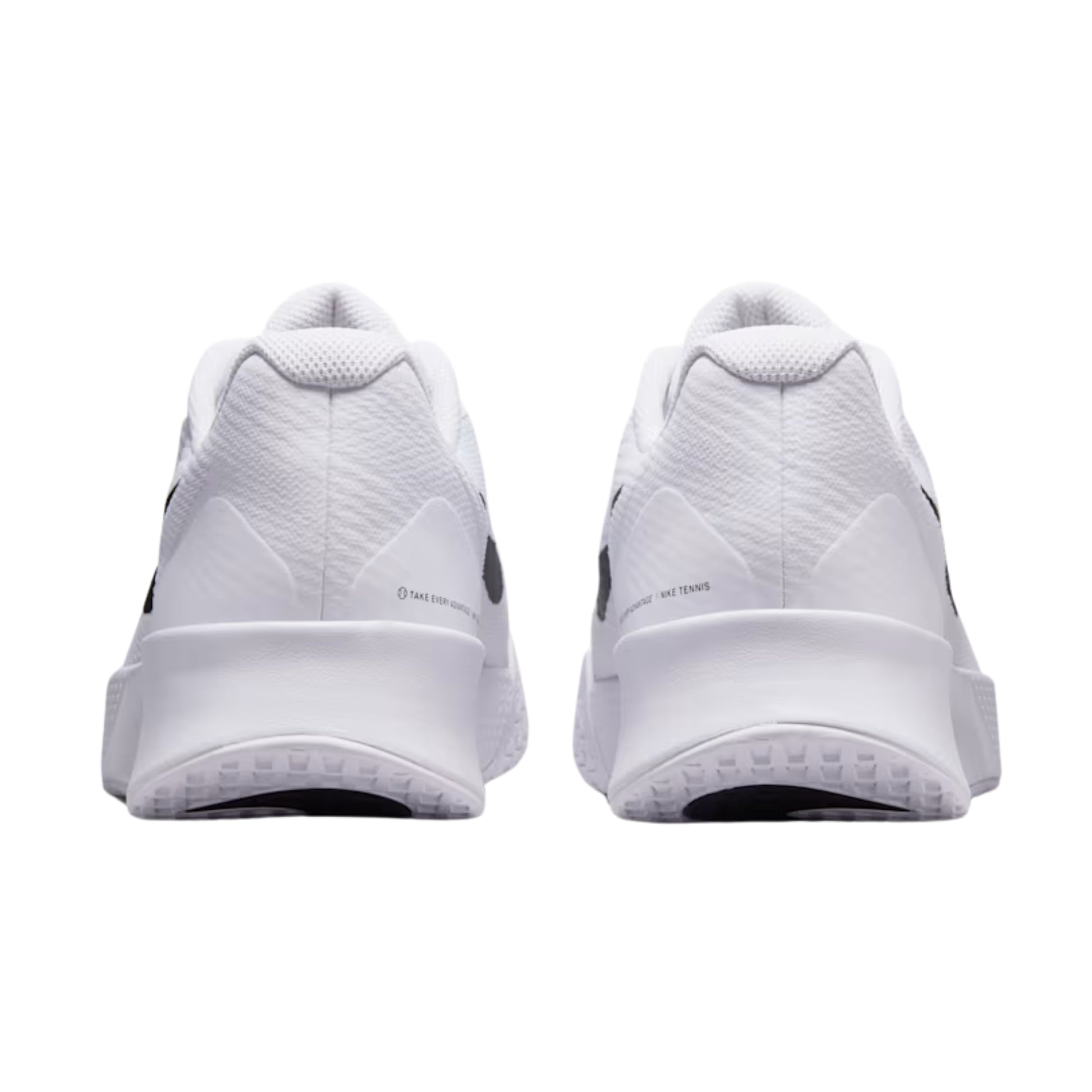 White tennis shoes with brand logo on a white background
