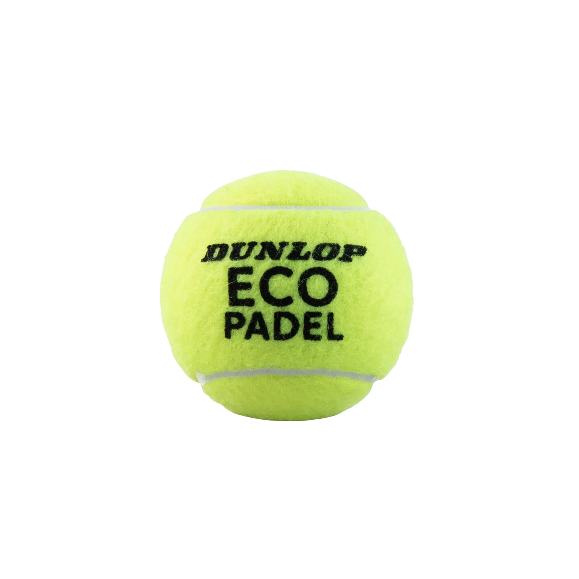 Yellow Dunlop Eco Padel tennis ball on a white background