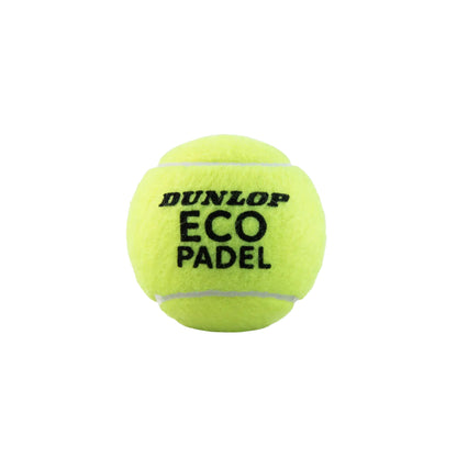 Yellow Dunlop Eco Padel tennis ball on a white background