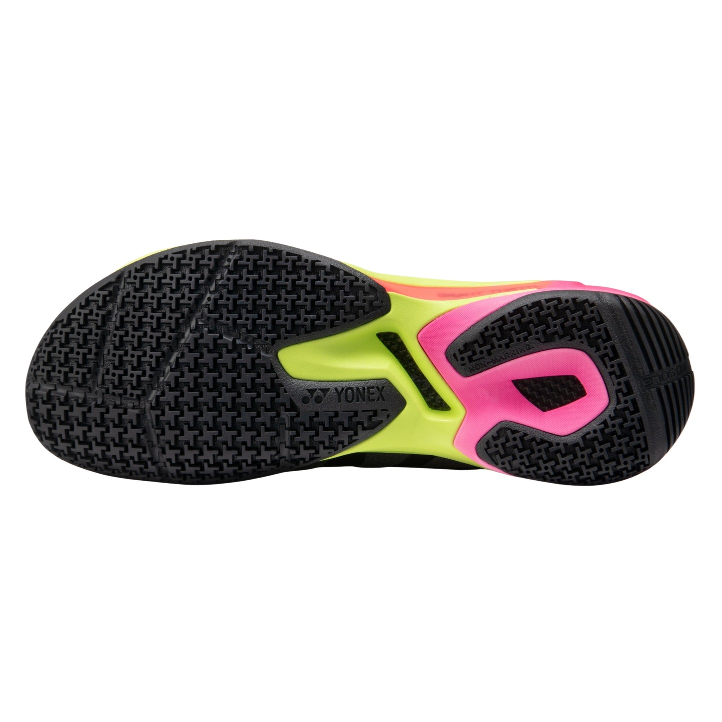 Close-up of a Yonex shoe sole on a white background