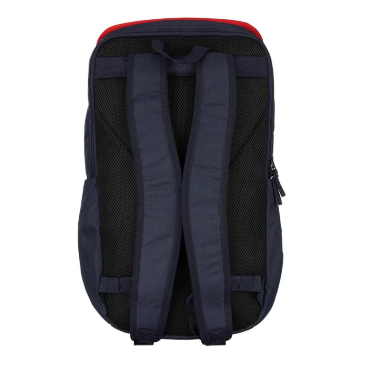 Yonex backpack with red top section and back view on a white background