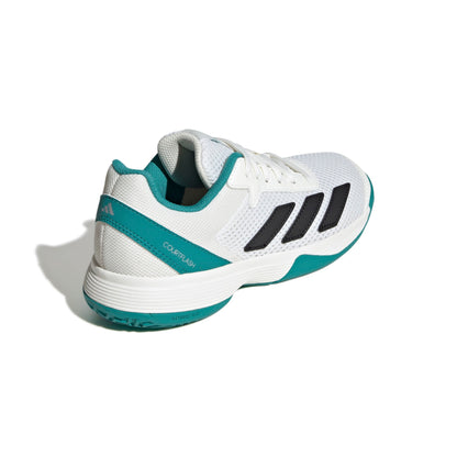 ADIDAS SHOE COURTFLASH KID WHITE/PURE TEAL (AW25)