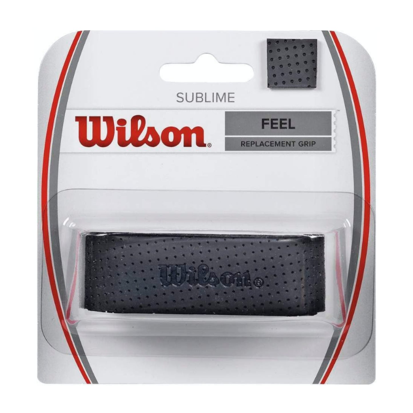 Wilson tennis black grip in packaging with brand logo