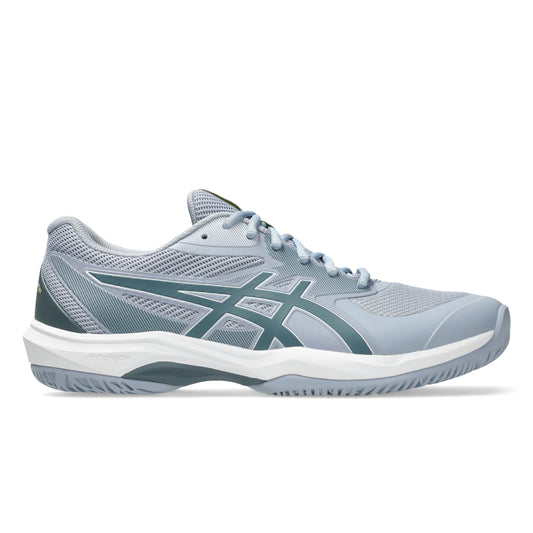 Light gray tennis shoe with white sole on a white background