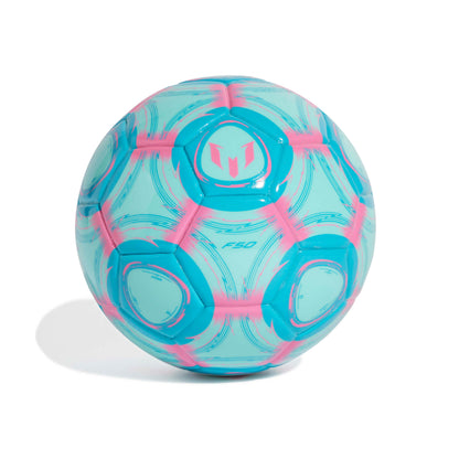 Adidas pink and blue mini soccer ball with a brand logo on a white background