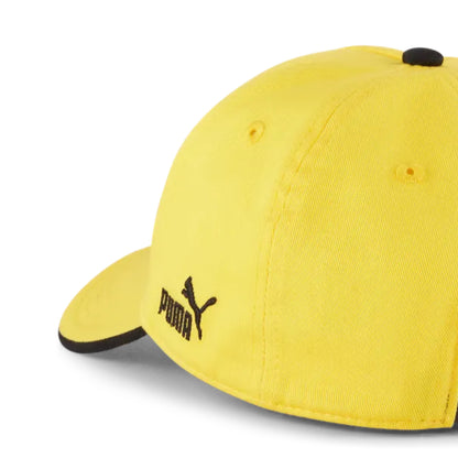 Yellow cap with black Puma logo on a white background