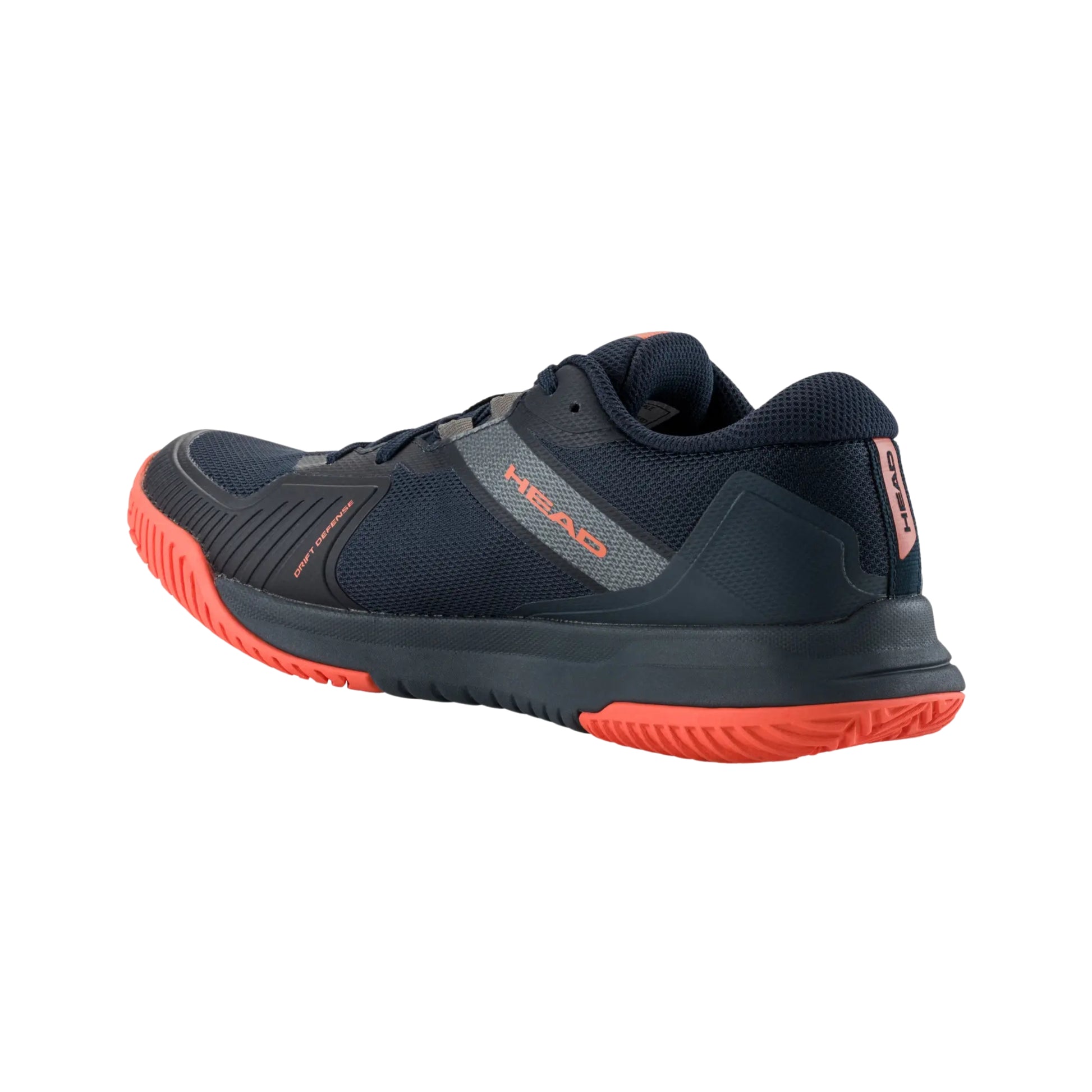 Navy and orange Head padel shoe on a white background